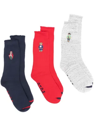 Polo Ralph Lauren Polo Bear Socks Set (three Pairs) In Bunt