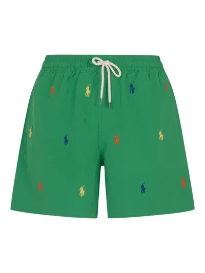 Polo Ralph Lauren Polo Pony Drawstring Swim Shorts In Green