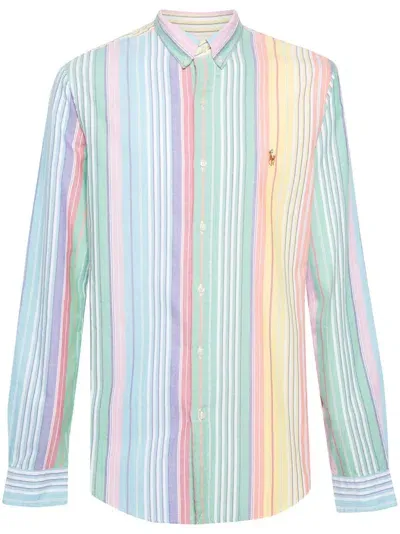 Polo Ralph Lauren Polo Pony-embroidered Striped Shirt In Green