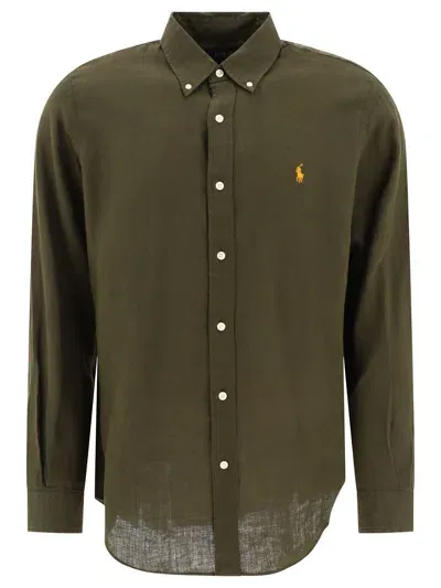 Polo Ralph Lauren Pony Embroidered Buttoned Shirt In Green