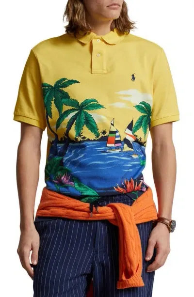 Polo Ralph Lauren Print Piqué Polo In Club Sail Engineered