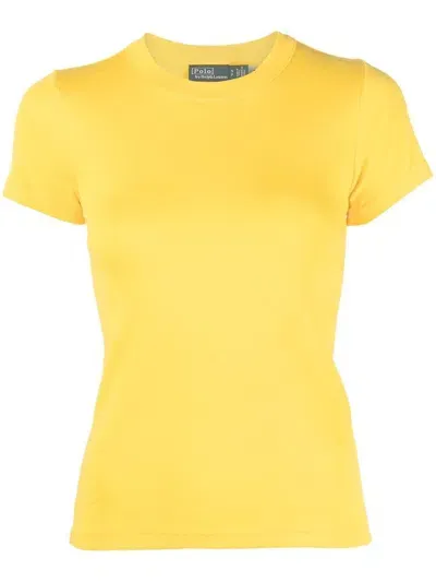 Polo Ralph Lauren Ribbed Short Sleeve T-shirt In Yellow