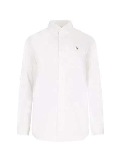 Polo Ralph Lauren Womens Bsr White Brand-embroidered Regular-fit Cotton Shirt