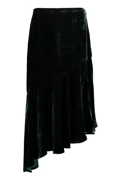 Polo Ralph Lauren Asymmetric Pleated Midi Skirt In Green