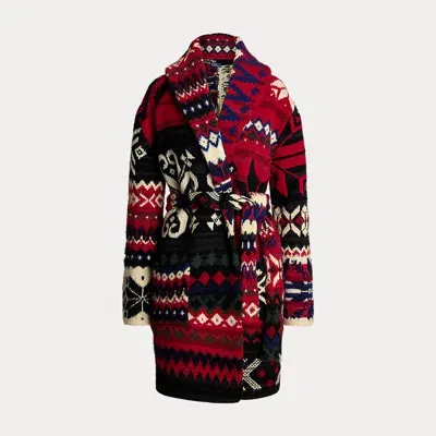 Polo Ralph Lauren Snowflake-motif Shawl-collar Cardigan In Red