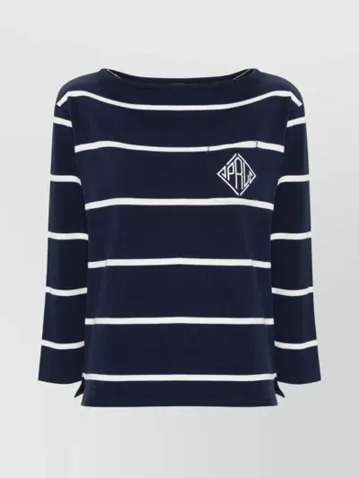 Polo Ralph Lauren Logo-embroidered Striped T-shirt In Blau