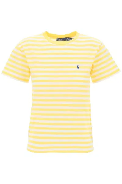 Polo Ralph Lauren Striped Cotton T-shirt In Yellow,white