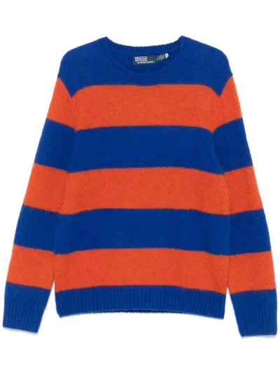 Polo Ralph Lauren Striped Sweater In Orange