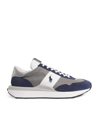 Polo Ralph Lauren Suede-trim Low-top Sneakers In Grey