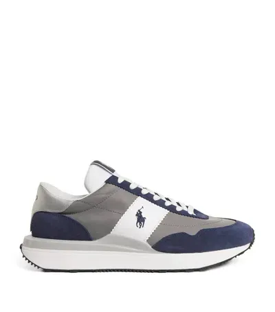 Polo Ralph Lauren Suede-trim Low-top Sneakers In Blue