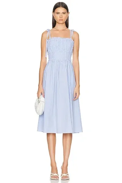 Polo Ralph Lauren Tie Spaghetti Strap Midi Dress In Blue & White