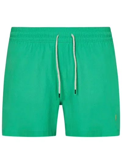 Polo Ralph Lauren Logo Embroidered Drawstring Swim Shorts In Green