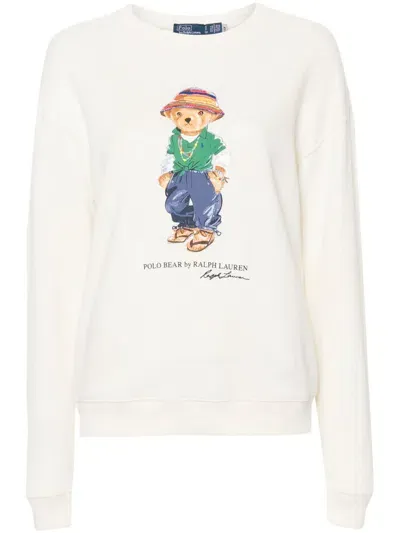 Polo Ralph Lauren Polo Bear-print Cotton Sweatshirt In White