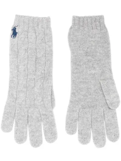 Polo Ralph Lauren Wool And Cashmere Braided Gloves Accessories In Gray