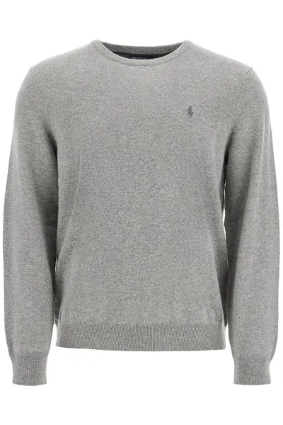 Polo Ralph Lauren Wool Pullover With Pony Embroidery In Grey