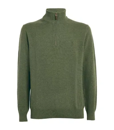 Polo Ralph Lauren Wool Quarter-zip Sweater In Classicoliveheather