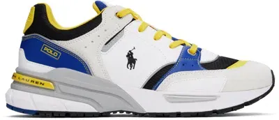 Polo Ralph Lauren White Trackster 200 Sneakers In White/blck/ryl/yellw