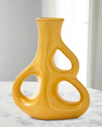 Polspotten Three Ears 20" Vase In Yellow