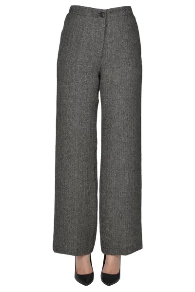 Pomandère Herringbone Trousers In Black