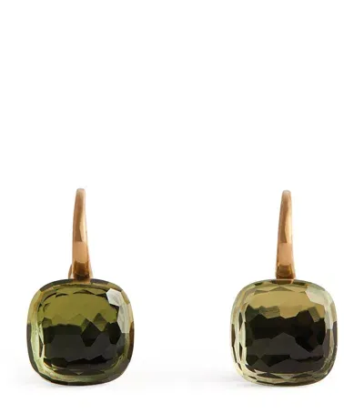 Pomellato Rose Gold And Prasiolite Nudo Classic Earrings In Gray