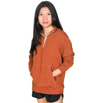 Poplinen Frances Zip Collar Sweatshirt In Rust