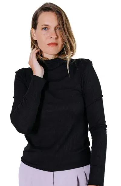 Poplinen Plus Norma Modal Ribbed Turtleneck In Black