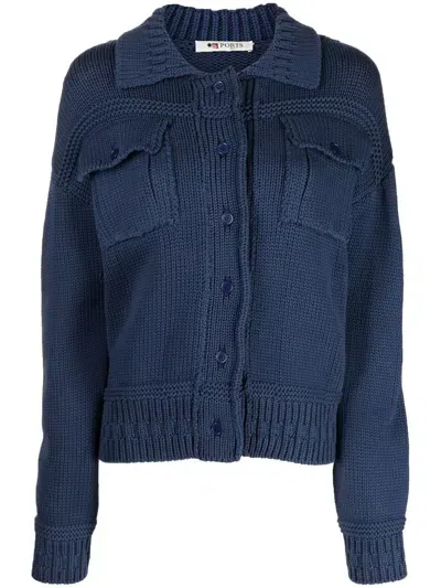 Ports 1961 Grob Gestrickter Cardigan In Blue