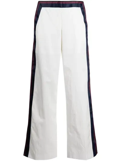 Ports 1961 High-waisted Satin-trim Trousers In White