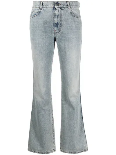 Ports 1961 Stonewash Flared Cropped Jeans In Blau