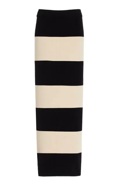 Posse Theo Striped Knit Long Skirt In Black