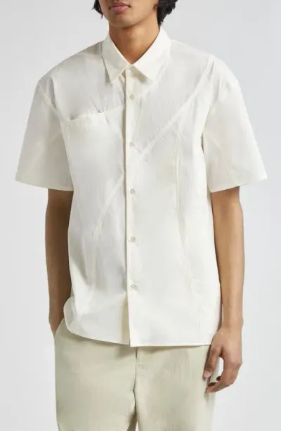 Post Archive Faction 6.0 Short Sleeve Button-up Shirt Center In White