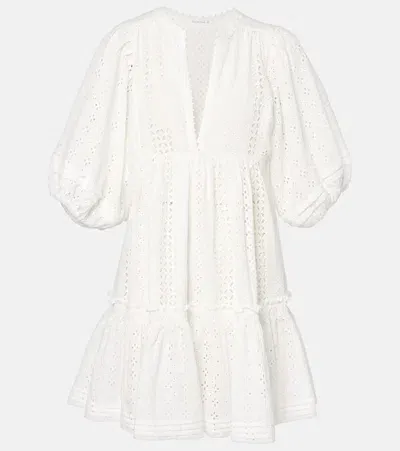 Poupette St Barth Aria Broderie Anglaise Cotton Minidress In White