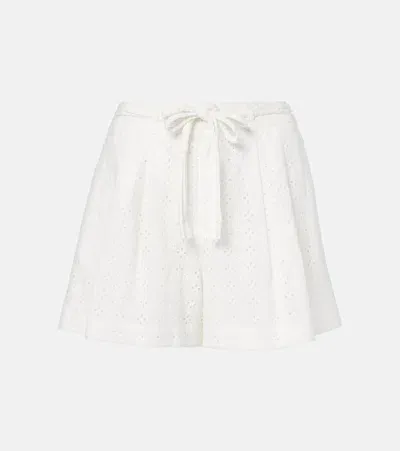 Poupette St Barth Chantal Broderie Anglaise Cotton Shorts In White