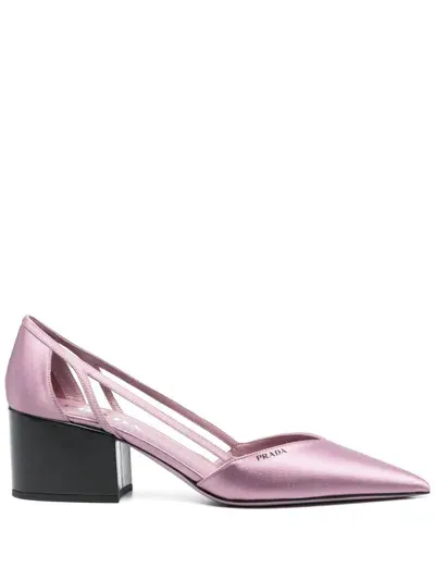 Prada 55mm Satin Pumps In Pink