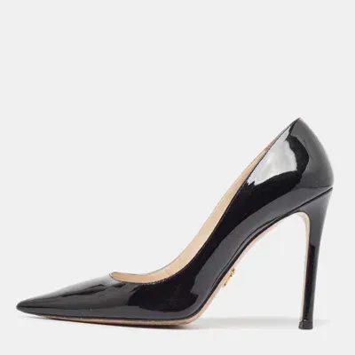 Pre-owned Prada Black Patent Leather Pointed Toe Pumps Size 36