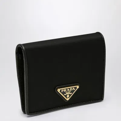 Prada Black Re-nylon Small Wallet In Burgundy