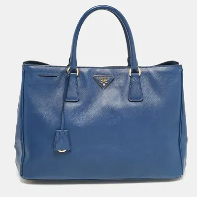 Pre-owned Prada Blue Saffiano Lux Leather Large Galleria Tote