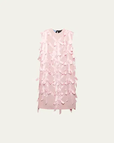 Prada Bow Sable Midi Dress In Pink