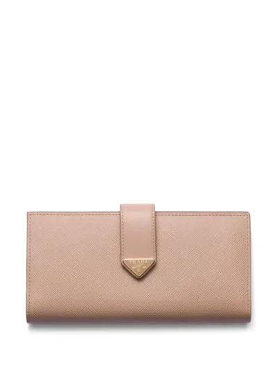 Prada Large Leather Wallet In Pink