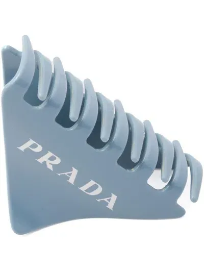 Prada Logo-print Hair Clip In Blue