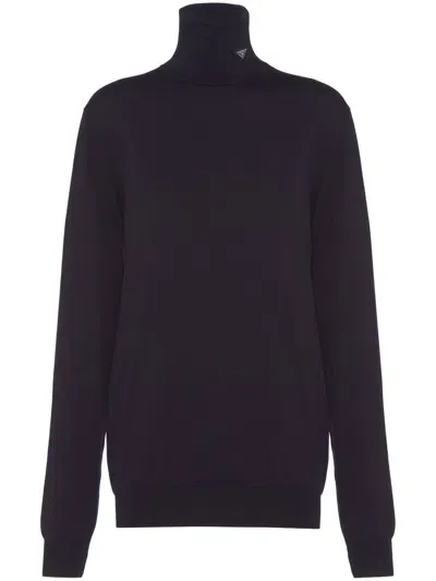 Prada Roll-neck Wool Jumper In Blue