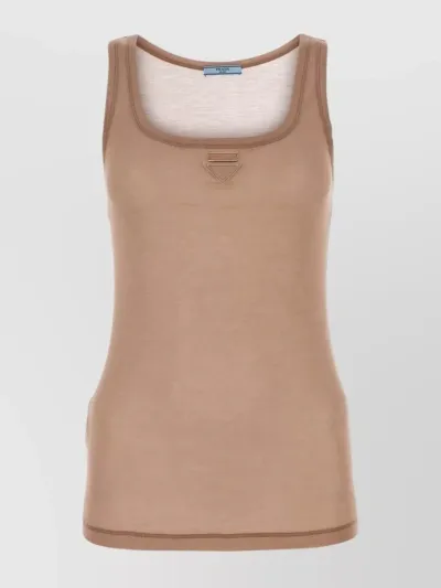 Prada Scoop Neck Silk Tank Top In Pink