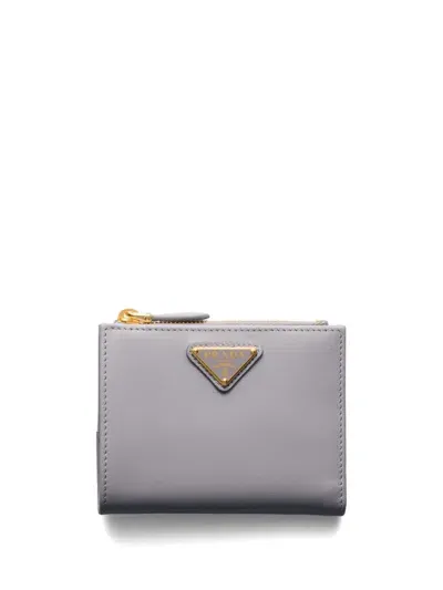 Prada Small Leather Wallet In Blue