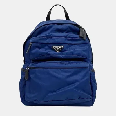 Pre-owned Prada Tesuto Backpack In Blue