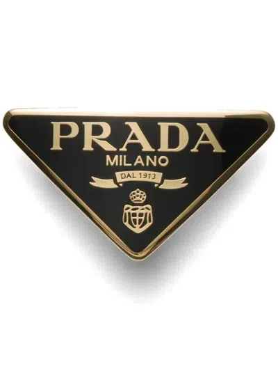 Prada Triangle Logo Hair Clip In Blue