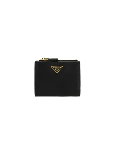 Prada Saffiano Leather Wallet In Schwarz