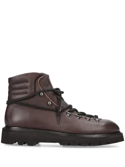 Premiata Leather Ankle Boots In Brown