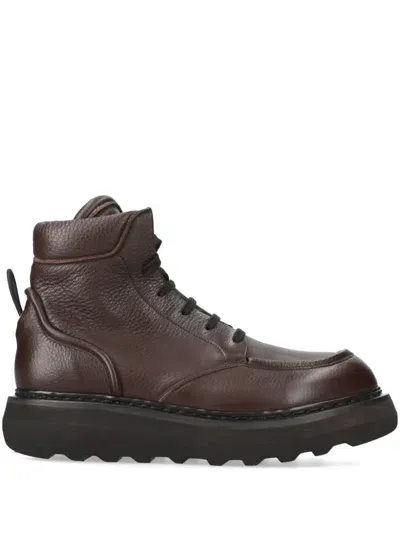 Premiata Leather Lace-up Boots In Brown