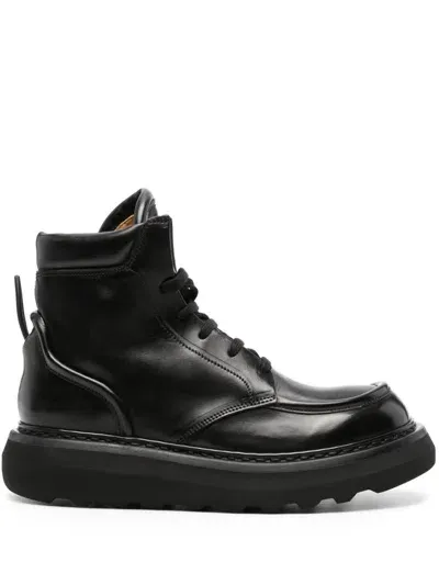 Premiata Lux Ankle Boots In Black Horse Leather