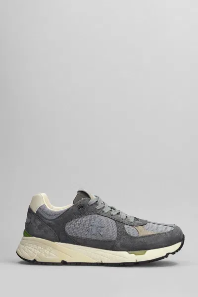 Premiata Mase Sneakers In Taupe Suede And Fabric In Military